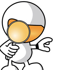 Image of cartoon character holding magnifying glass